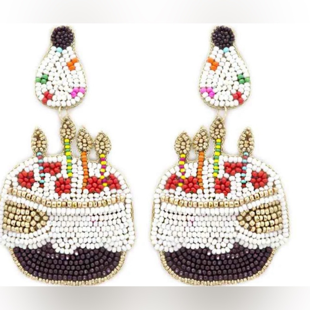 Fashion Jewelry Birthday Cake Seed Beaded Earrings